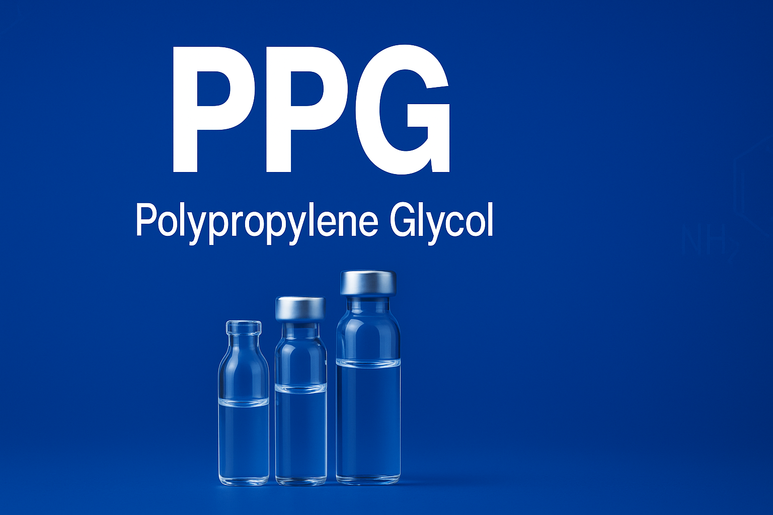 Polypropylene glycol in clear glass vials